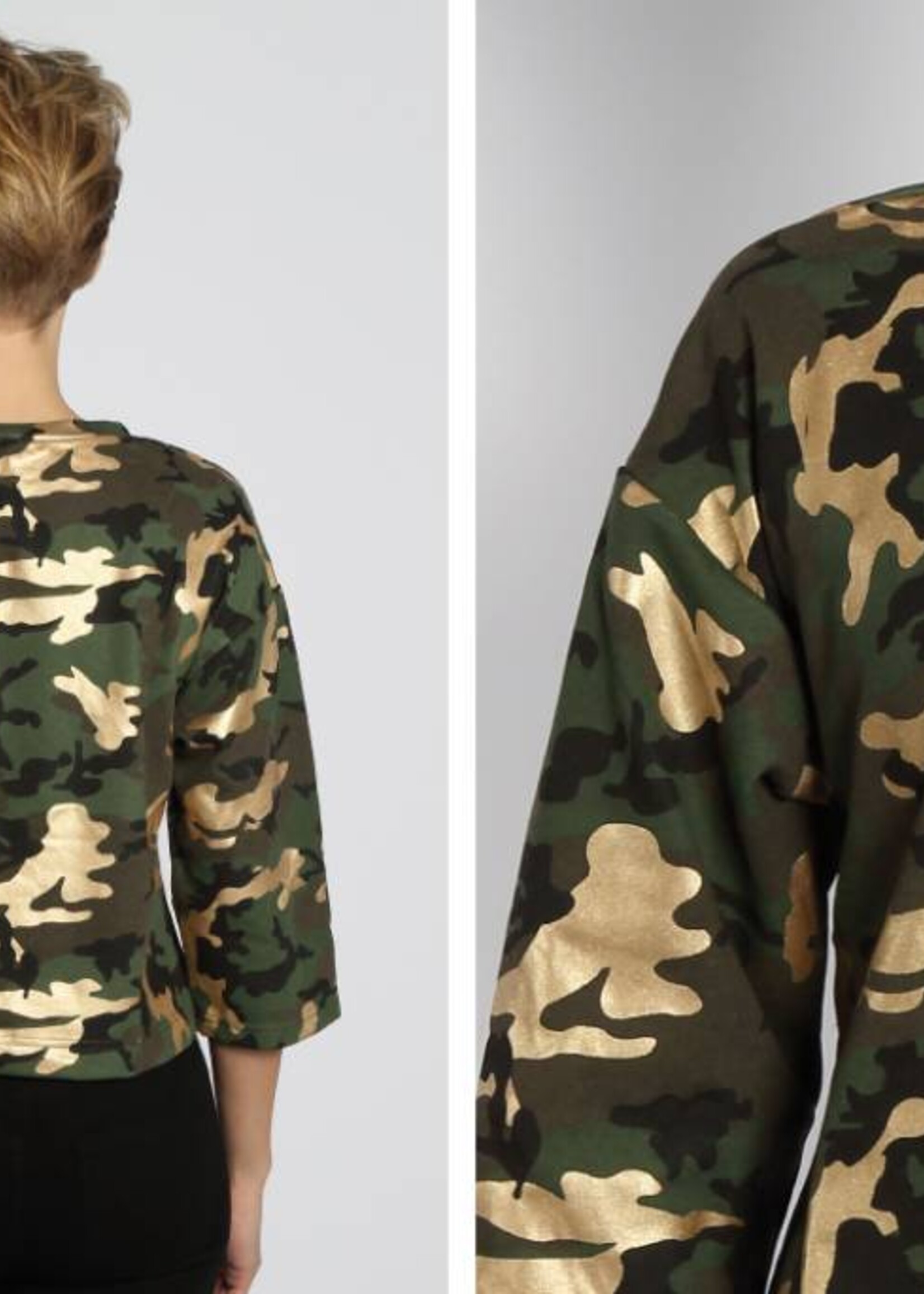 SIXTH JUNE CAMO GOLD CROP SWEATER (WMN)