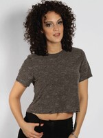 SIXTH JUNE DESTROYED CROP TOP GREY