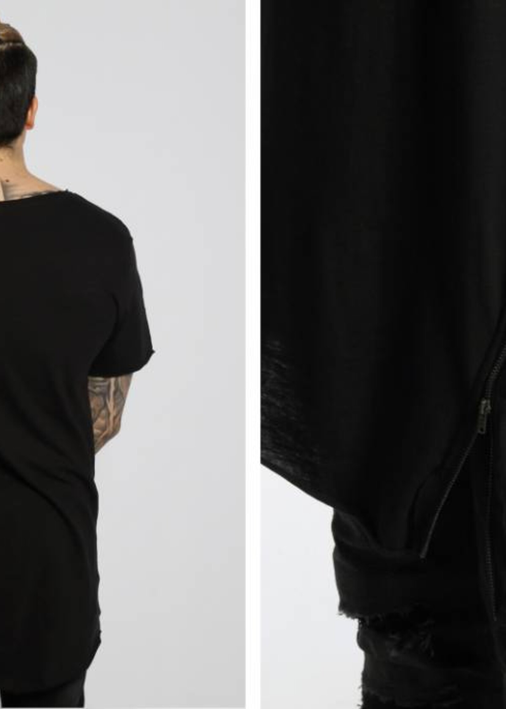 FRONT ZIP LONG TEE BLACK
