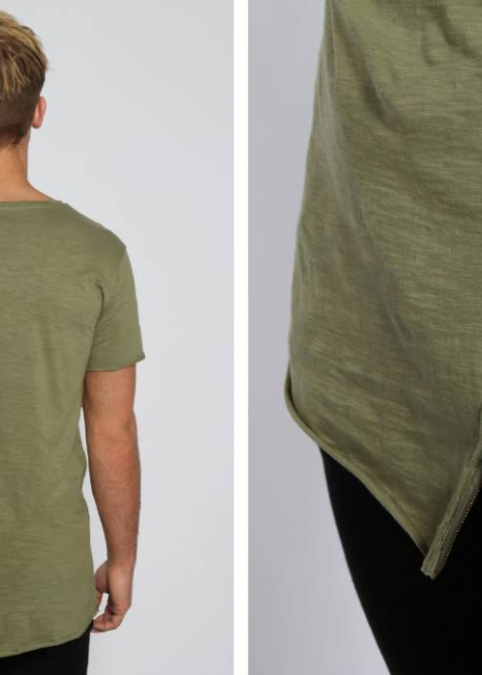 FRONT ZIP LONG TEE OLIVE