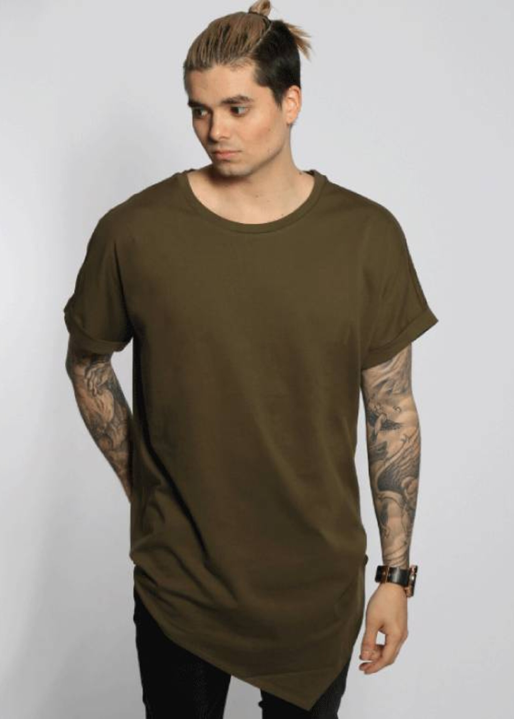 ASYMMETRIC LONG TEE OLIVE