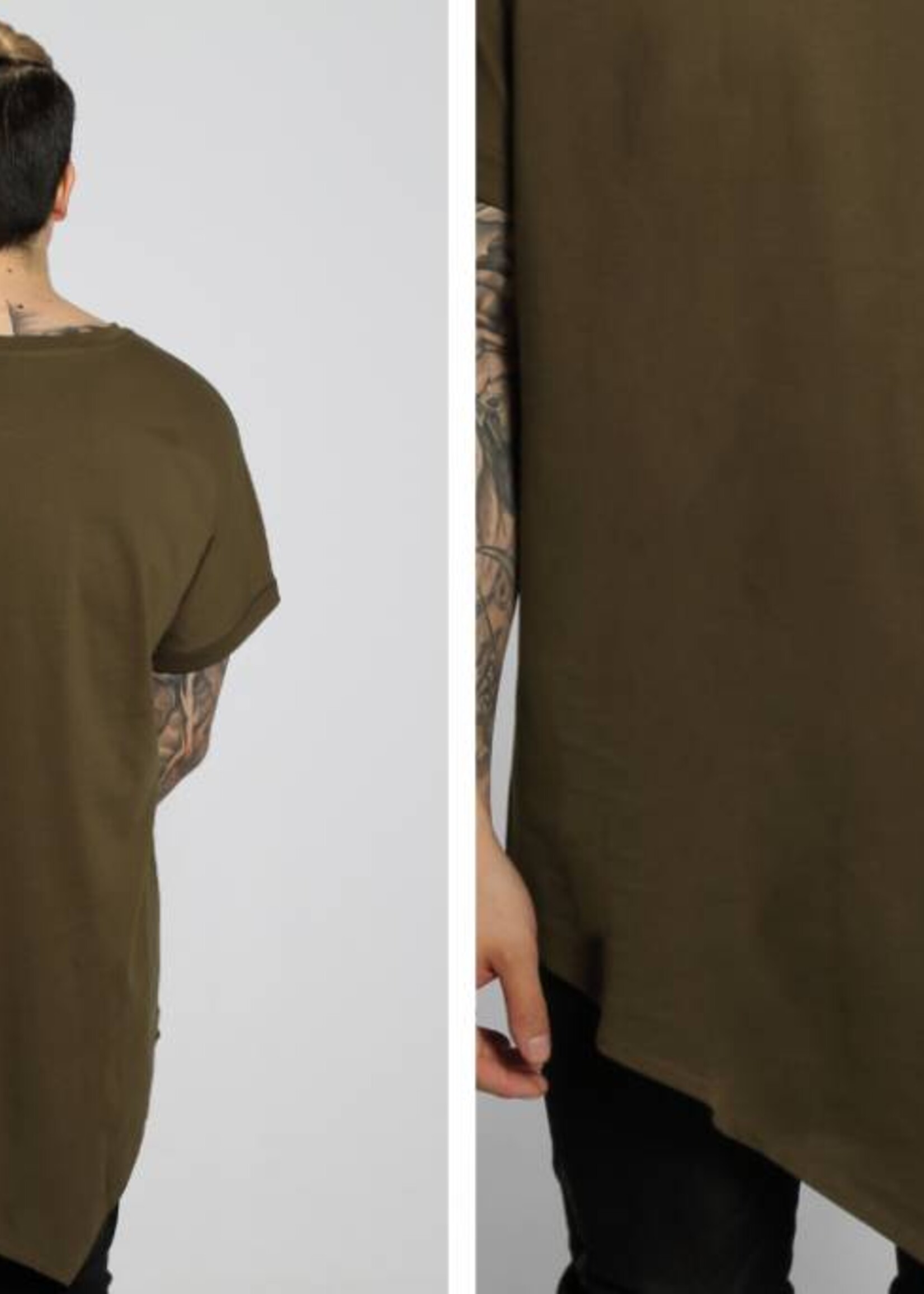 ASYMMETRIC LONG TEE OLIVE