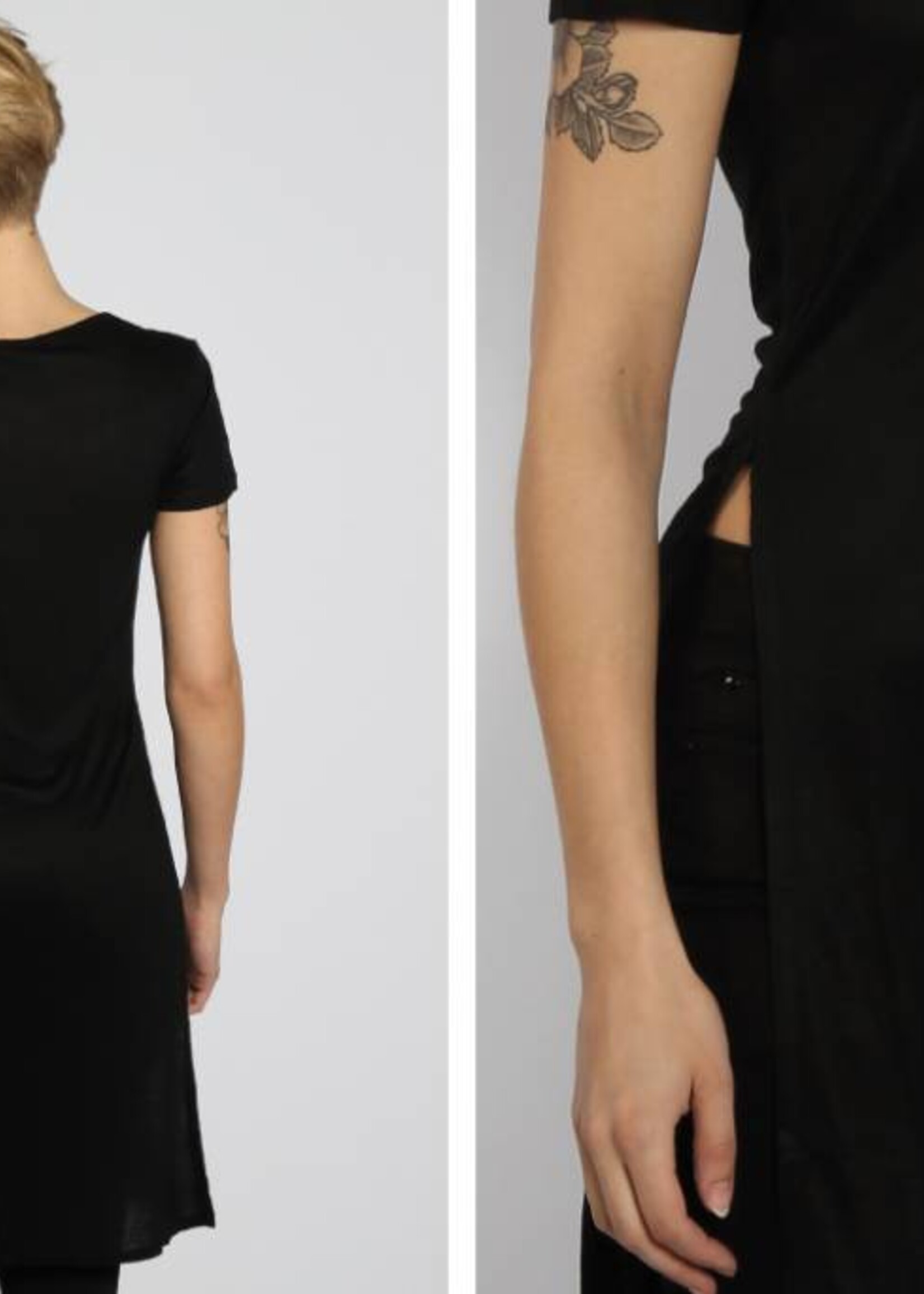 SIDE SLIT LONG TEE BLACK