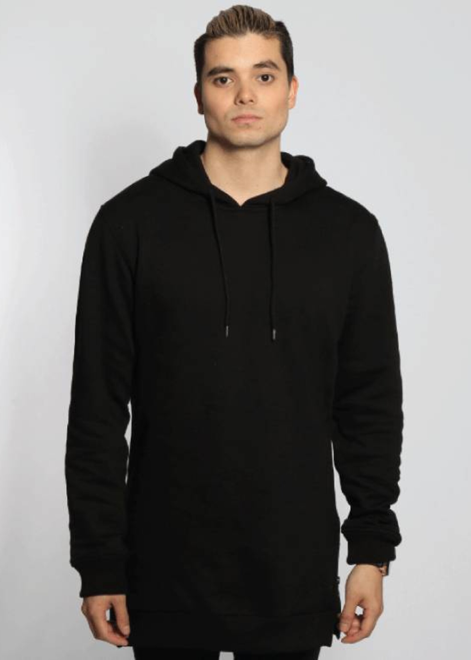 SIDE-ZIP LONG HOODY BLACK (MEN)