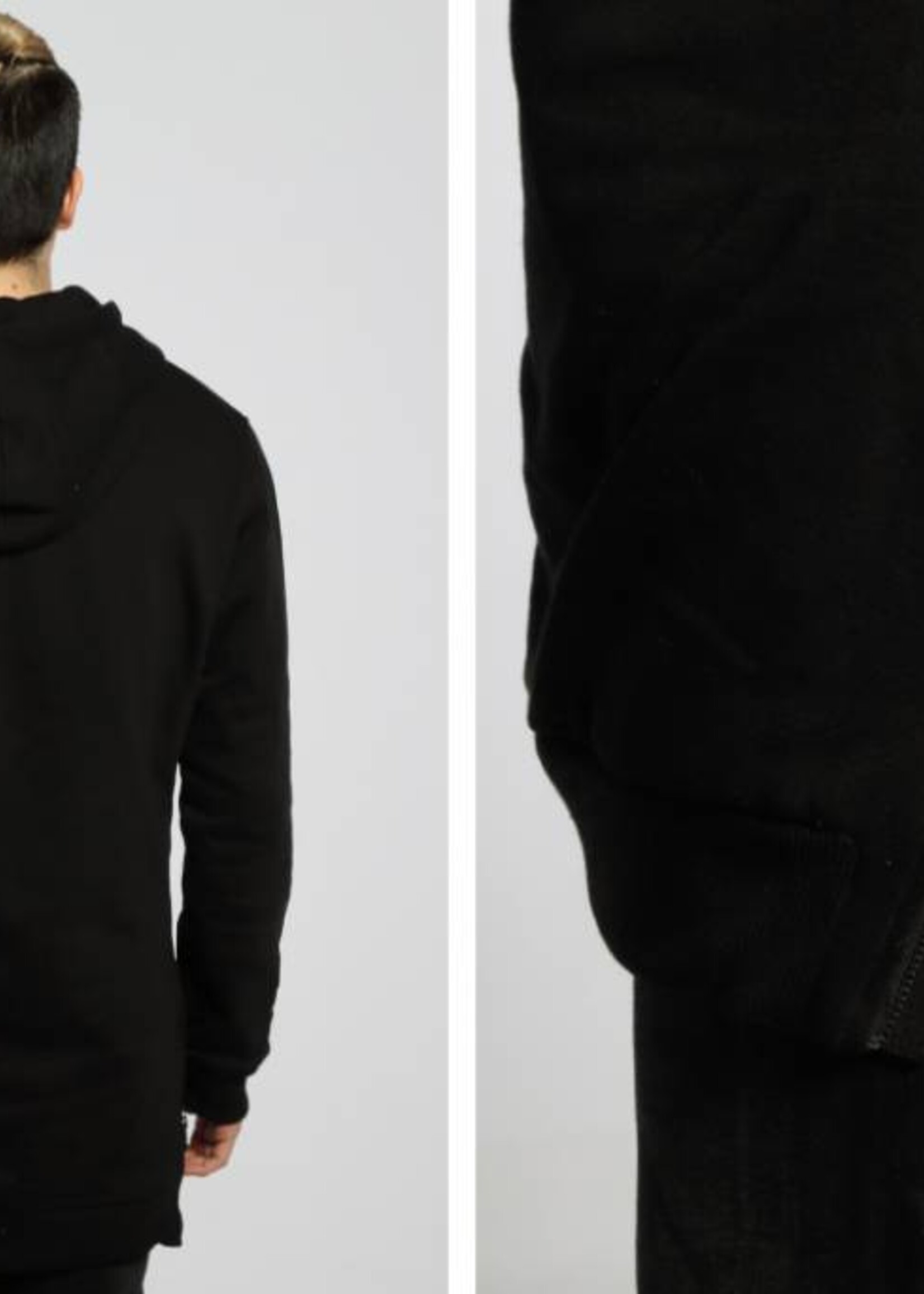 SIDE-ZIP LONG HOODY BLACK (MEN)