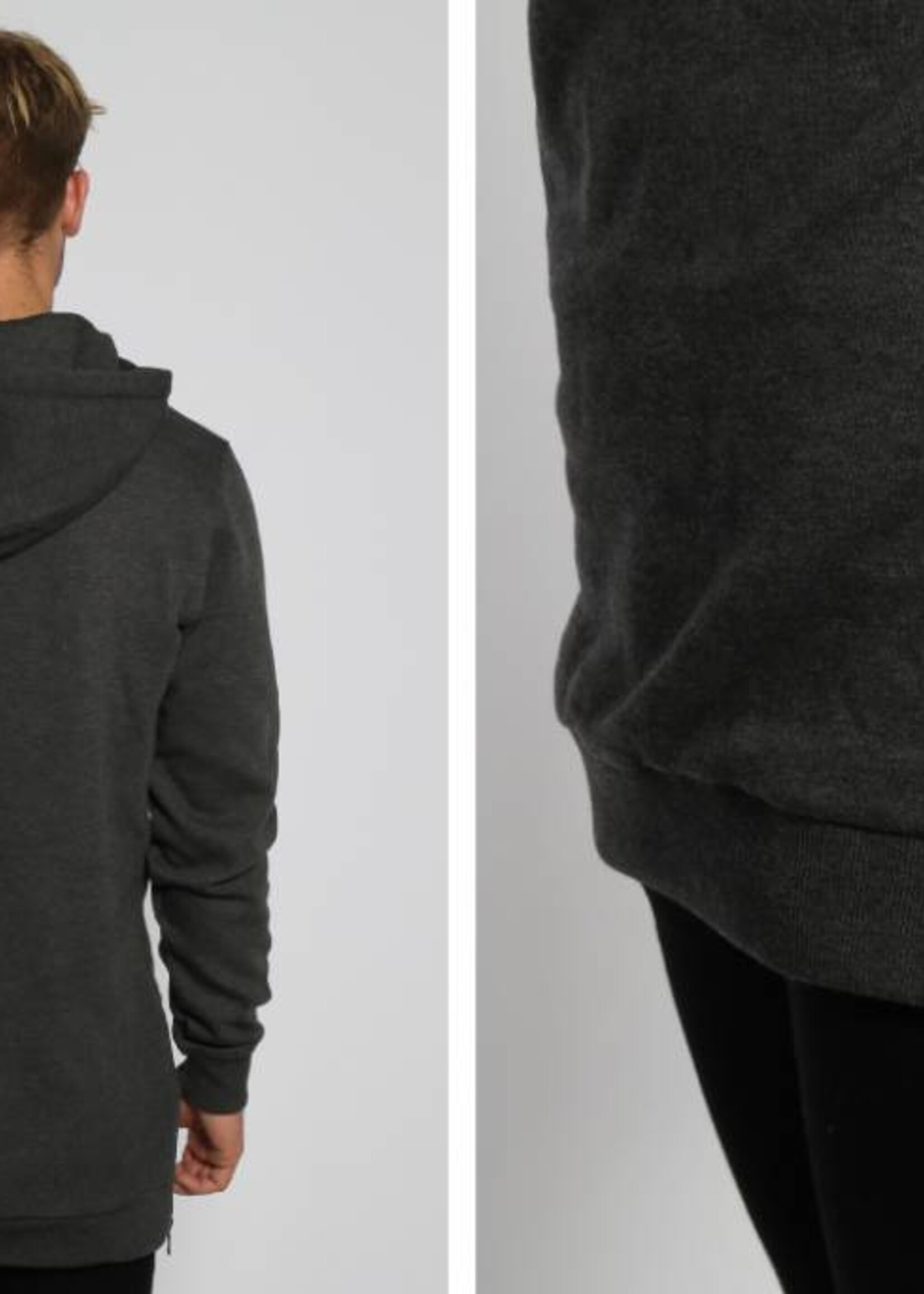 SIDE ZIP LONG HOODY DARK GREY (MEN)
