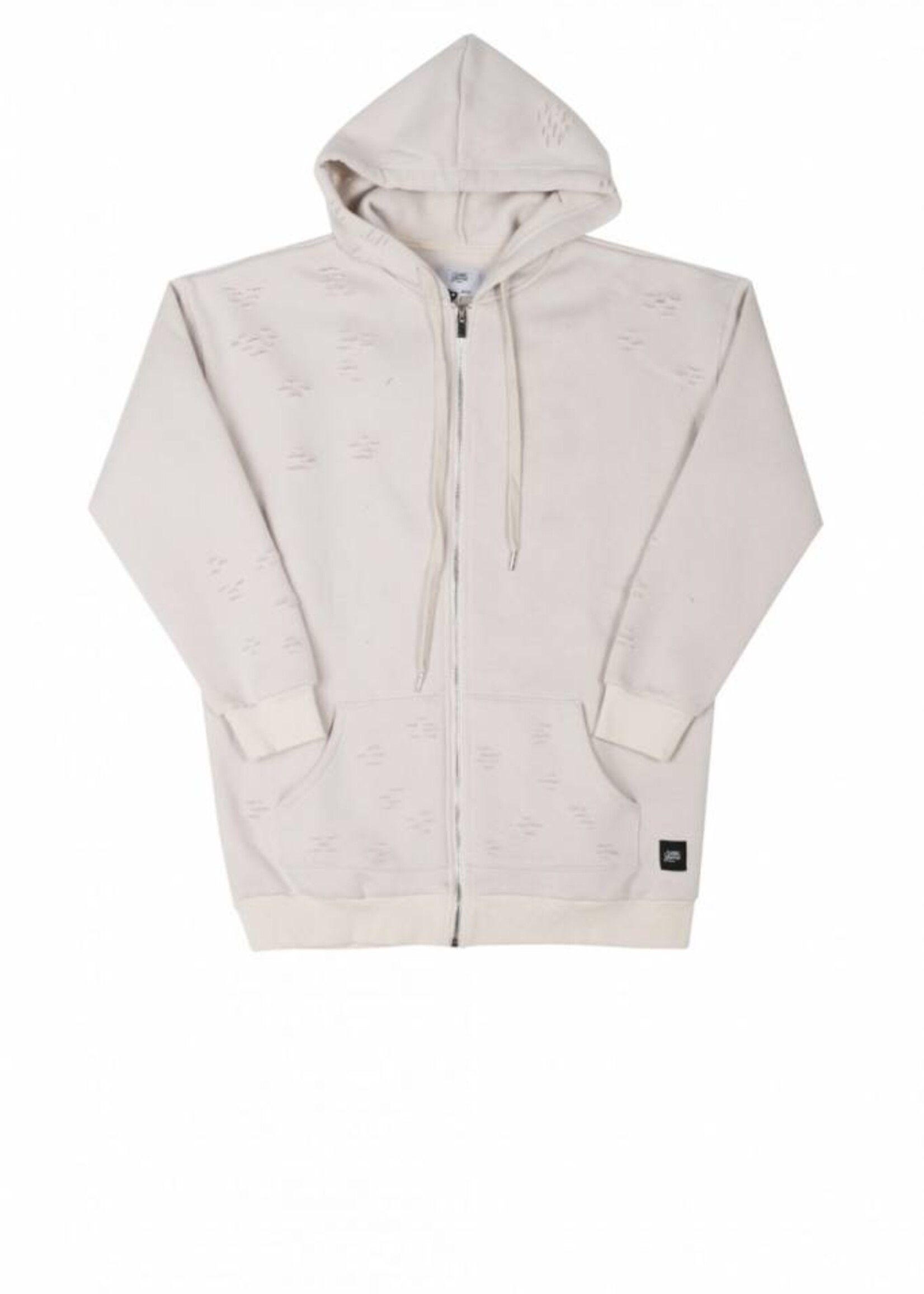 SIXTH JUNE DESTROYED ZIP UP HOODIE BEIGE