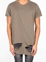 SIXTH JUNE DESTROYED LONG TEE KHAKI (MEN)