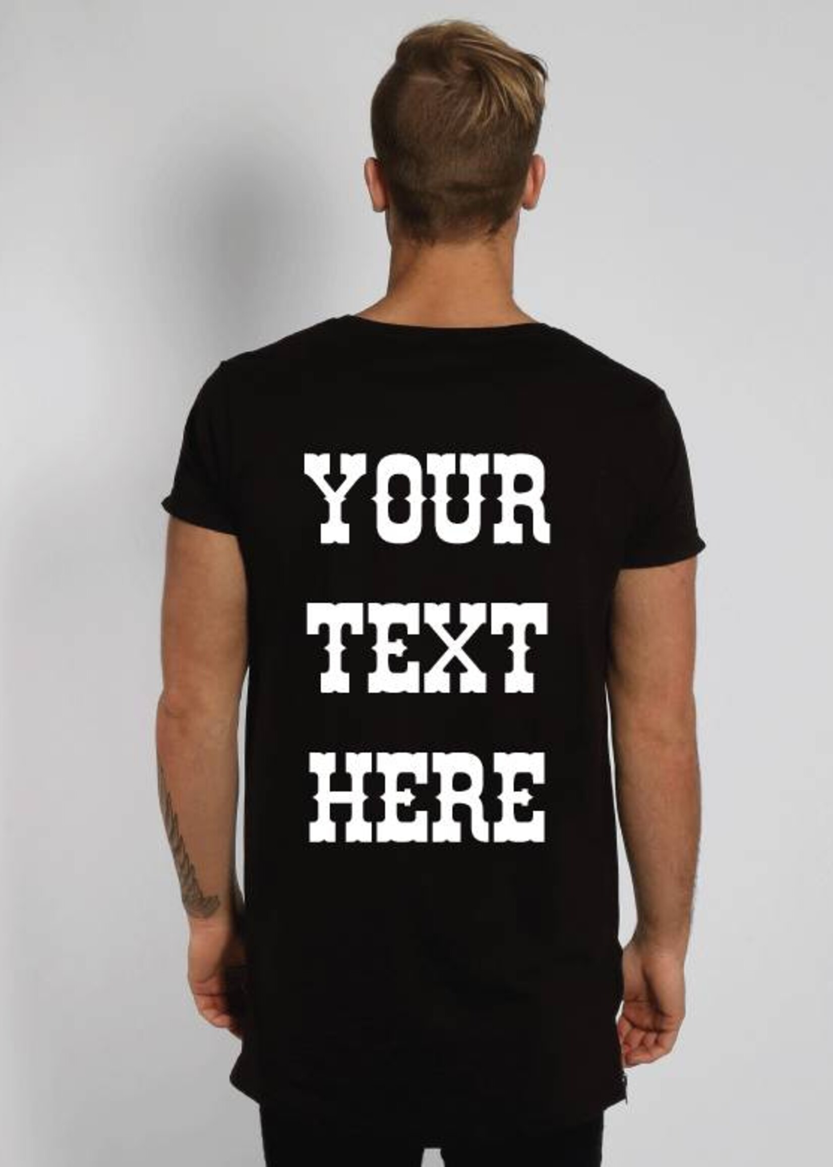 CUSTOM TEXT SIDE ZIP LONG TEE (MEN)