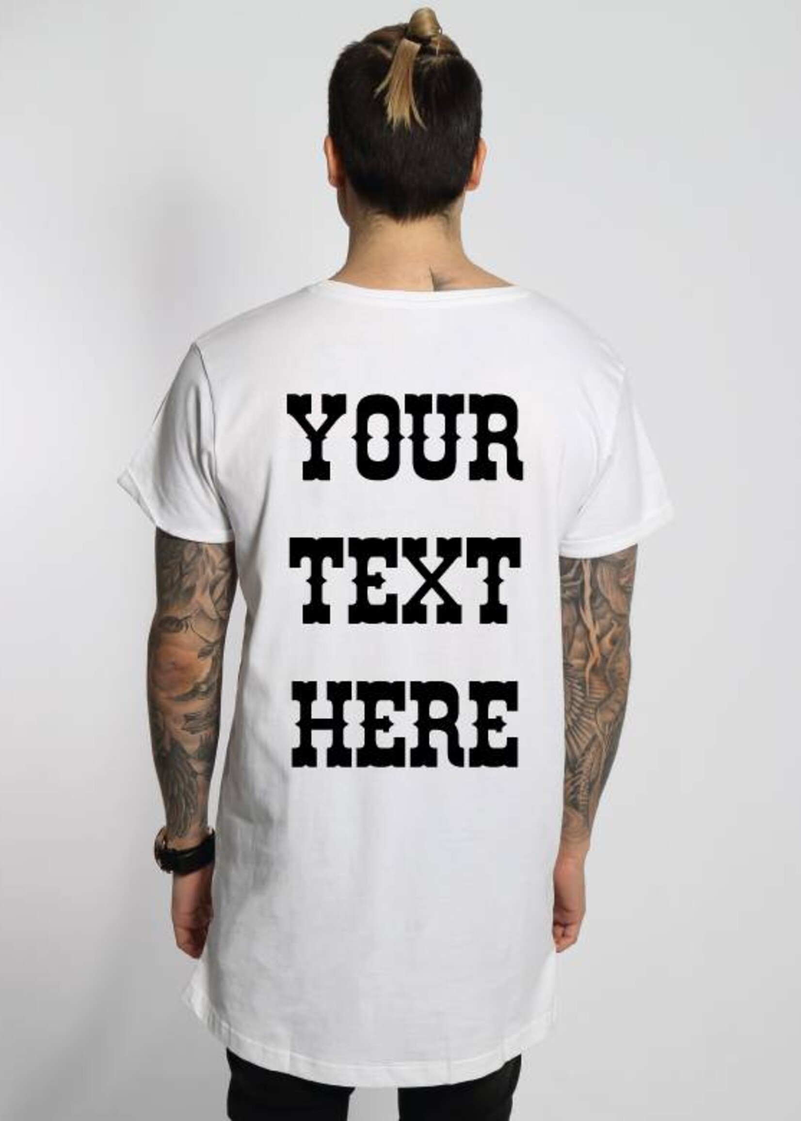 CUSTOM TEXT SIDE ZIP LONG TEE (MEN)