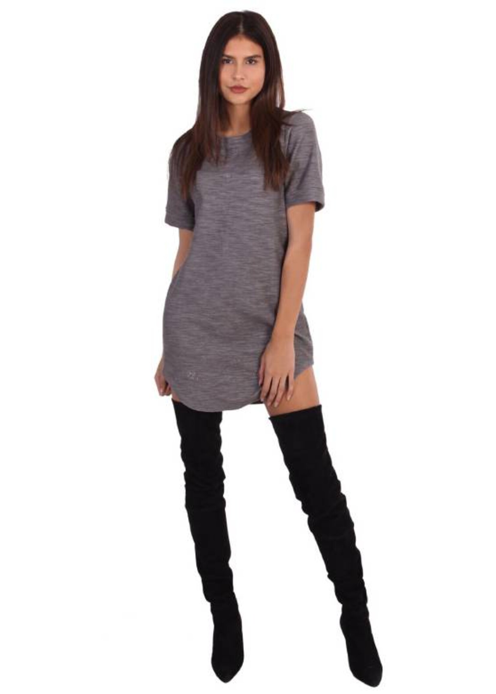 LA SISTERS DAMAGED TSHIRT DRESS GREY
