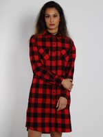 FLANNEL TSHIRT DRESS BLACK/RED (WMN)