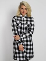 FLANNEL TSHIRT DRESS BLACK/WHITE (WMN)