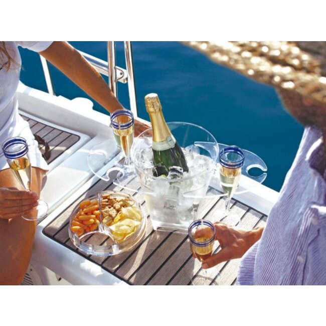 Marine Business Party champagnekoeler met snackbakjes en glashouders