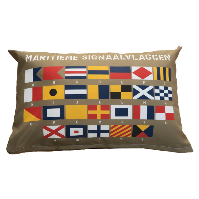 Velits Outdoor Bootkussen seinvlaggen alfabet beige
