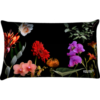 Velits Outdoor Buitenkussen bloemen print zwart