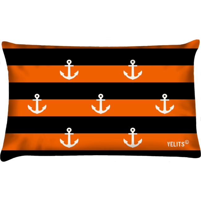 Velits Outdoor Bootkussen Orange is New Black gestreept ankers oranje