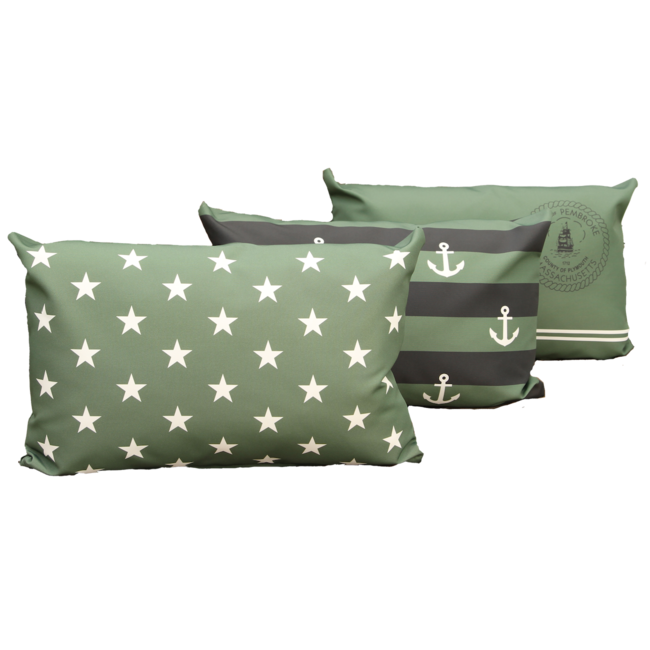 Velits Outdoor Bootkussen In the army geus in groen, zwart en ecru