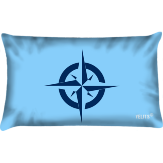 Velits Outdoor Buitenkussen Blauw Bloed lichtblauw kompas