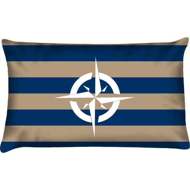 Velits Outdoor Bootkussen Denim gestreept kompas blauw beige
