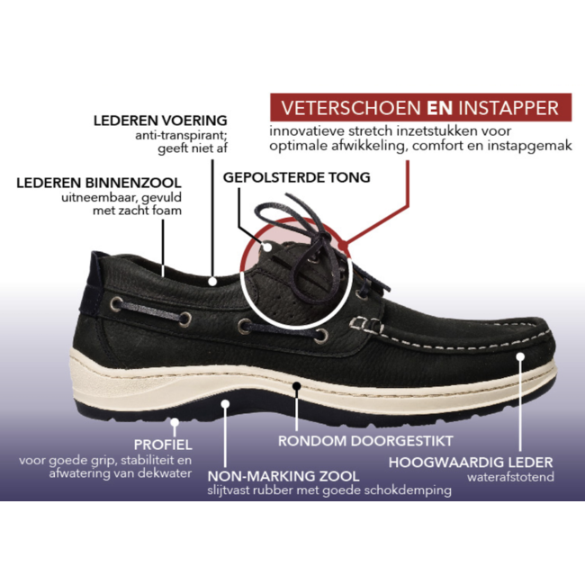 Sommerset Bootschoen instapmodel met veter navy Somerton navy