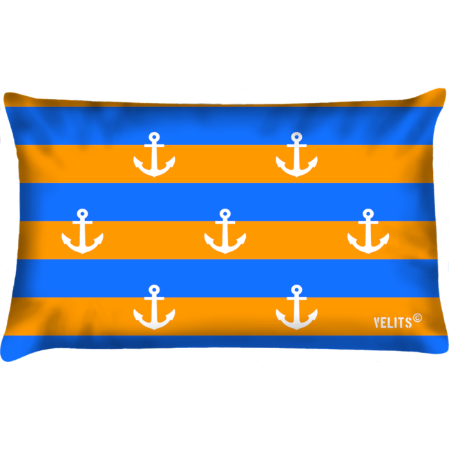 Velits Outdoor Bootkussen Oranje Blanje Bleu  gestreept met ankers