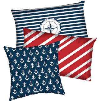 Velits Outdoor Buitenkussens retro rood-blauw, set van 3