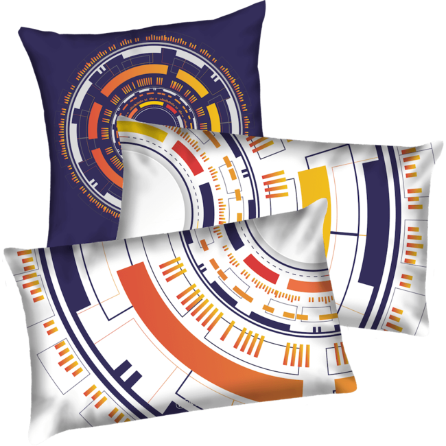 Velits Outdoor Buitenkussens blauw, rood, geel patroon, set van 3