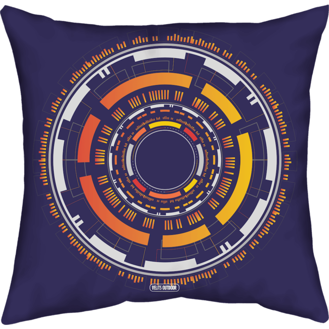 Velits Outdoor Buitenkussens blauw, rood, geel patroon, set van 3