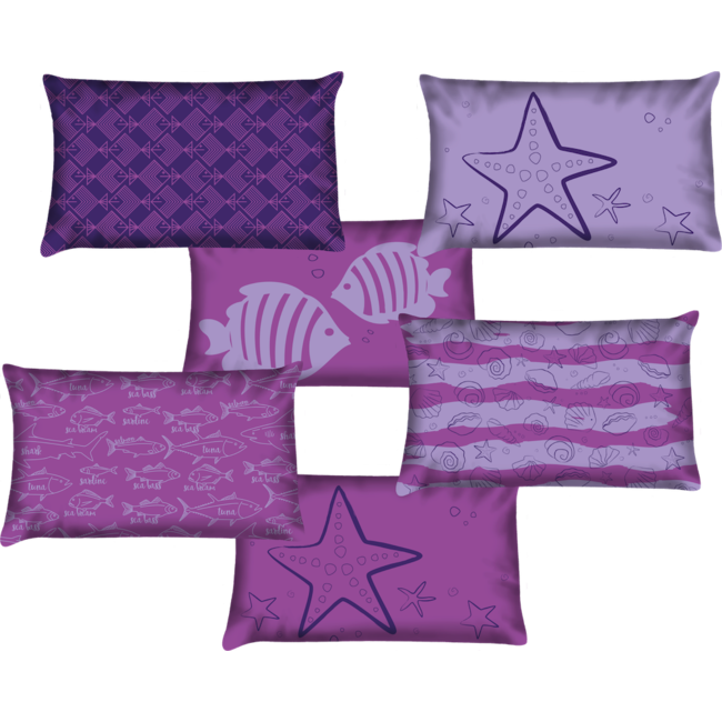 Velits Outdoor Sierkussen vis Escher-stijl paars waterafstotend
