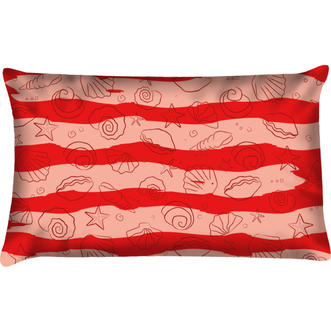 Velits Outdoor Sierkussen zee schelpen rood waterafstotend