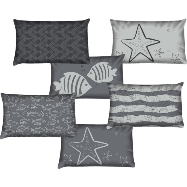 Velits Outdoor Sierkussen vis Escher-stijl grijs waterafstotend