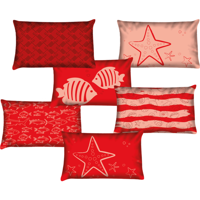 Velits Outdoor Sierkussen vis Escher-stijl rood waterafstotend