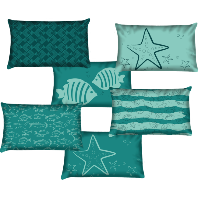 Velits Outdoor Sierkussen vis Escher-stijl groen waterafstotend