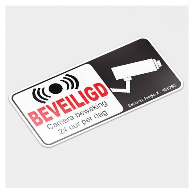 24 uur beveiligd sticker achterkant raam/witte folie