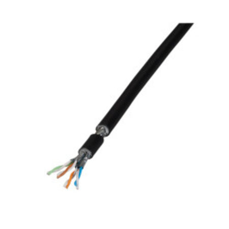 S/FTP CAT 7 Installatie kabel, zwart, stug, 500 meter