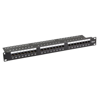 1U 19" patchpaneel STP 24xRJ45, CAT6a, zwart