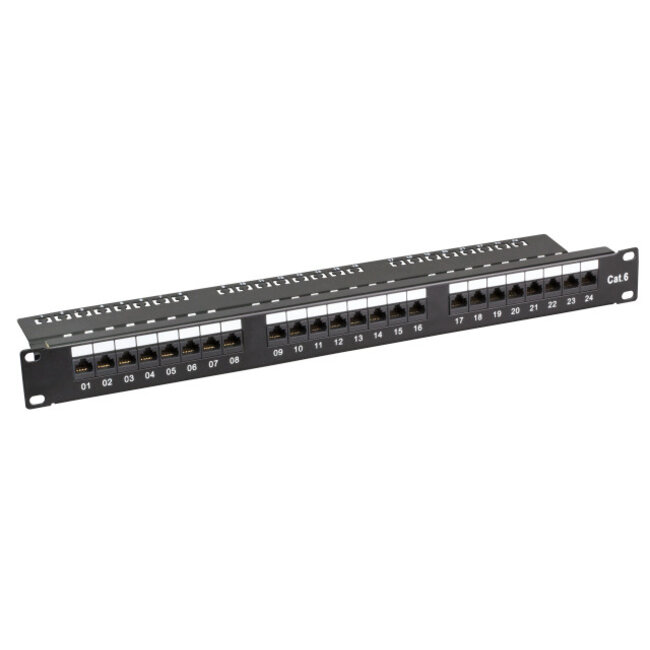 1U 19" patchpaneel STP 24xRJ45, CAT6a, zwart