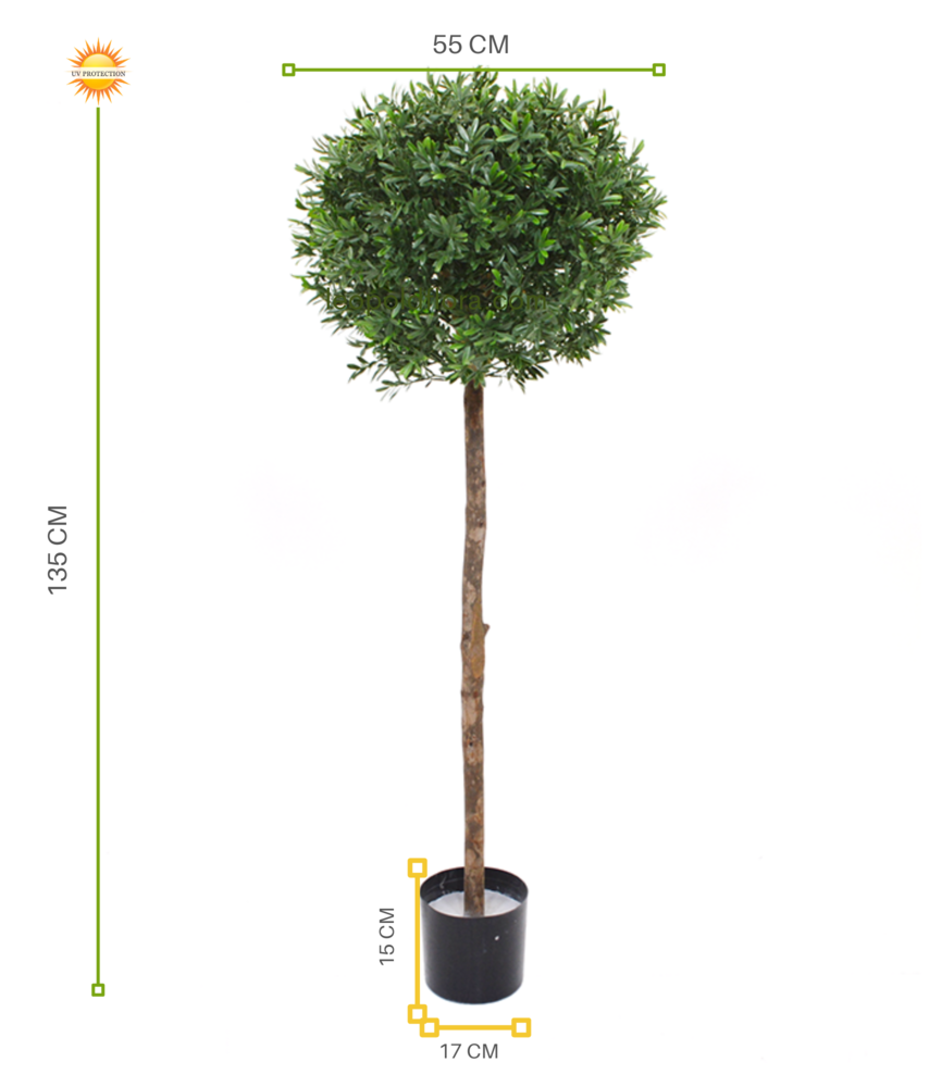 Outdoor Artificial Ilex ball on trunk 135 cm  UV protected