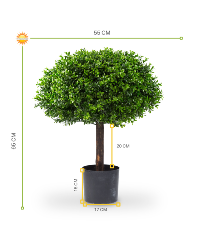 Artificial outdoor Boxwood 1/2 ball on trunk 65 cm UV protected Artificial outdoor Boxwood 1/2 ball on trunk 65 cm UV protected