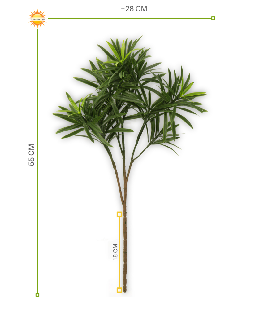 Groene kunsttak Podocarpus 55 UV Groene kunsttak Podocarpus 55 UV
