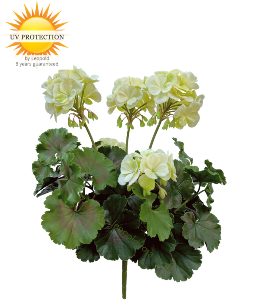 Geranium kunstboeket 38cm wit UV