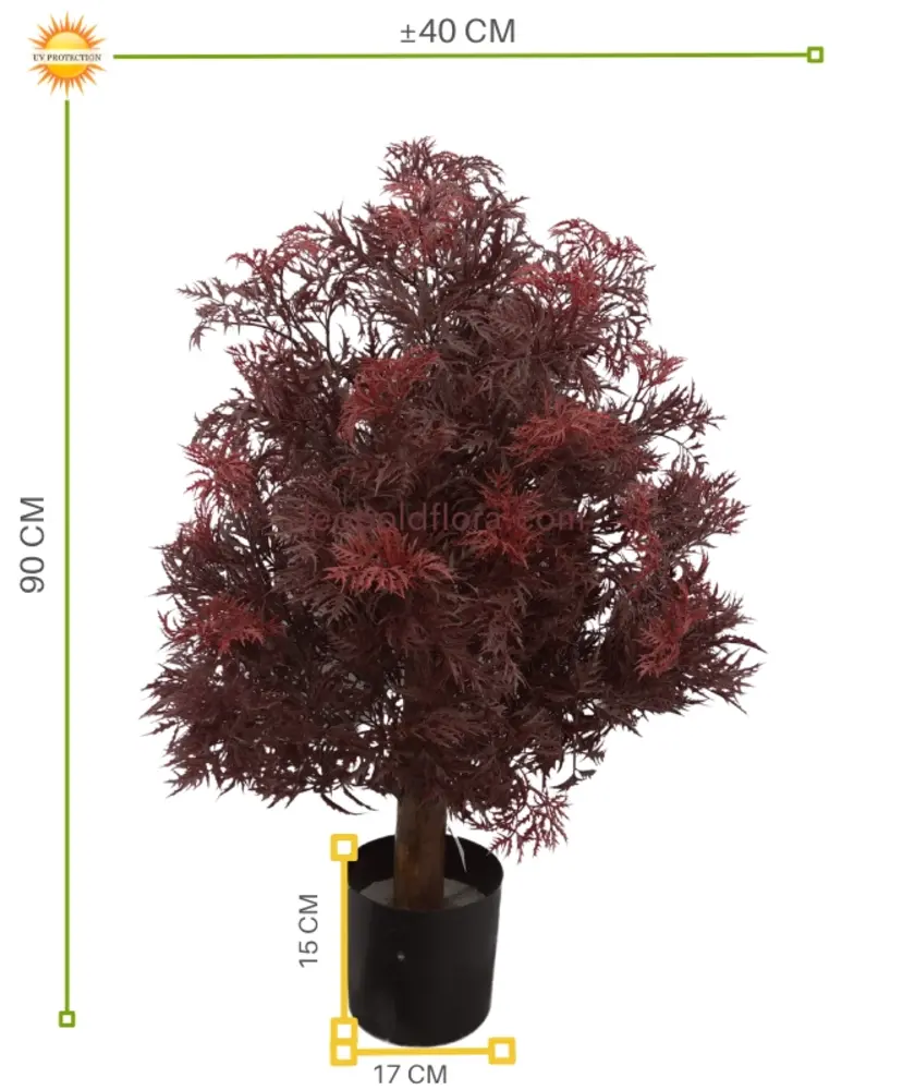 Buiten Kunstplant Ming Aralia Burgundy 90 cm in pot met geteste UV-protectie Buiten Kunstplant Ming Aralia Burgundy 90 cm in pot met geteste UV-protectie