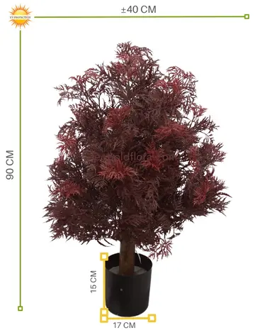 Buiten Kunstplant Ming Aralia Burgundy 90 cm in pot met geteste UV-protectie Buiten Kunstplant Ming Aralia Burgundy 90 cm in pot met geteste UV-protectie