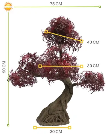 Buiten kunstbonsai ming aralia burgundy met geteste UV-garantie