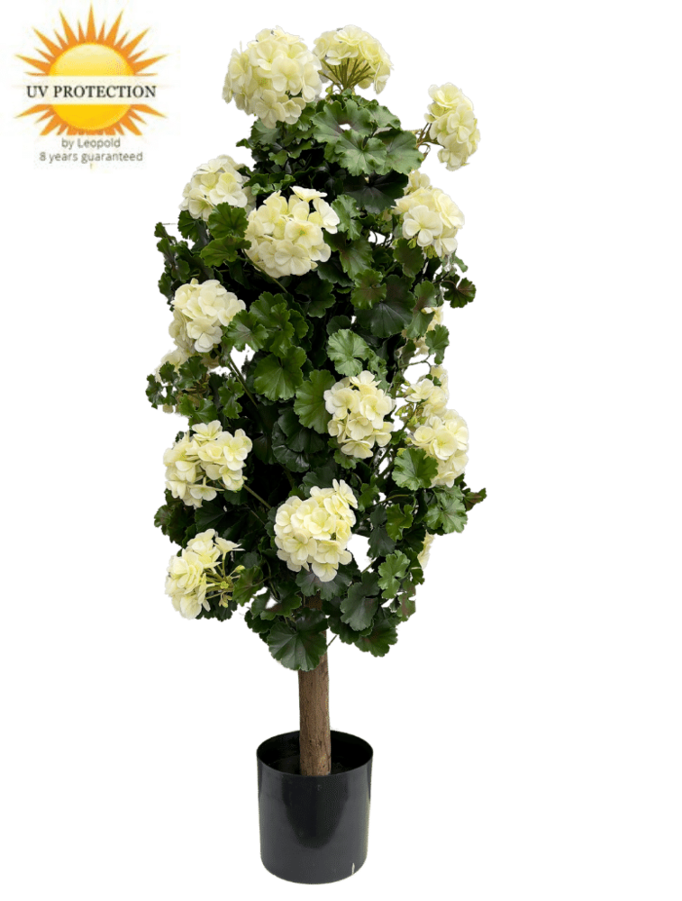 Artificial Geranium column plant 120cm UV creamy-white