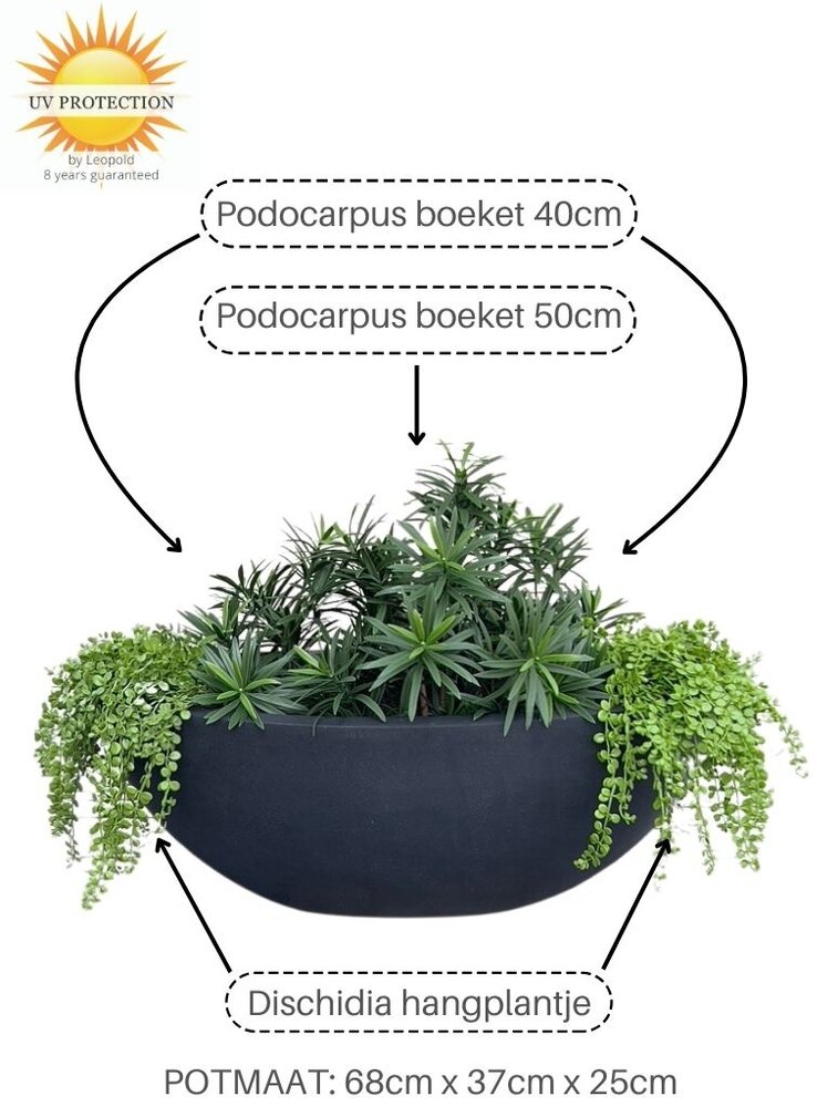 Outdoor artificial Podocarpus bouquet 40 cm UV Outdoor artificial Podocarpus bouquet 40 cm UV