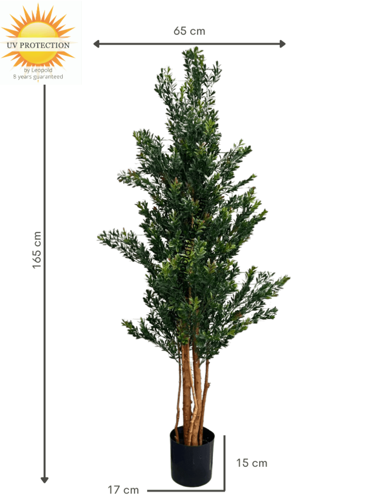 Hoge Kunstplant Buxus 165cm UV groen/rood Hoge Kunstplant Buxus 165cm UV groen/rood