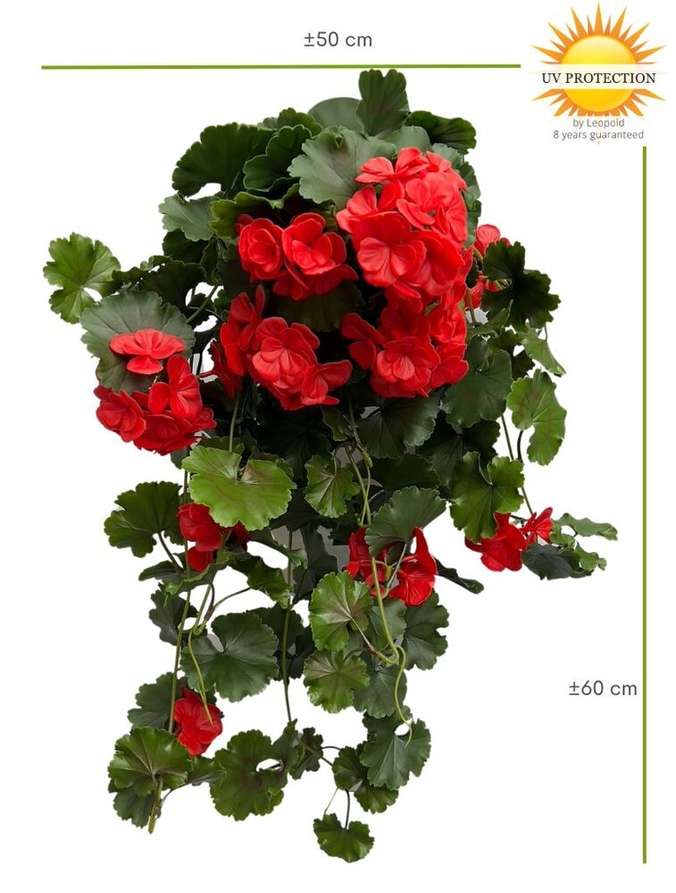 Buiten Kunst Hanggeranium 65cm UV rood