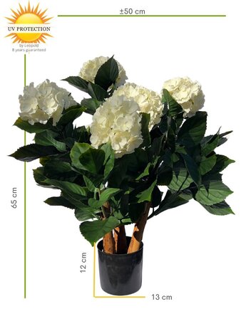 Out Artificial Hydrangea white 65 cm with UV Protection